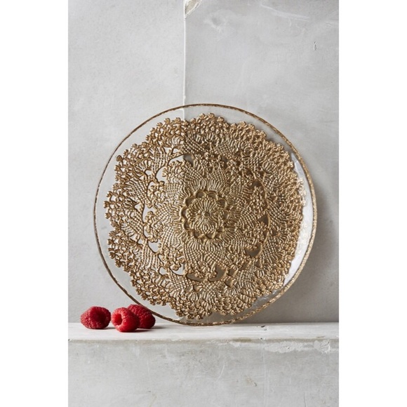 Anthropologie Other - *RARE* NEW! Anthropologie Metallic Lace Plate (4)